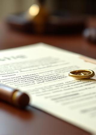 Legal document with a gold stamp